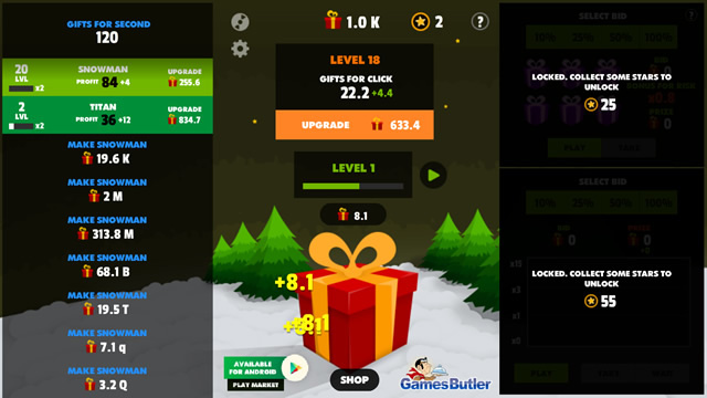 Играть кликер подарков 57