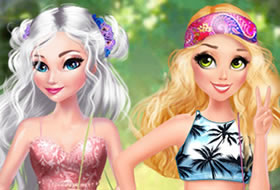 Elsa And Rapunzel Pretty In Floral